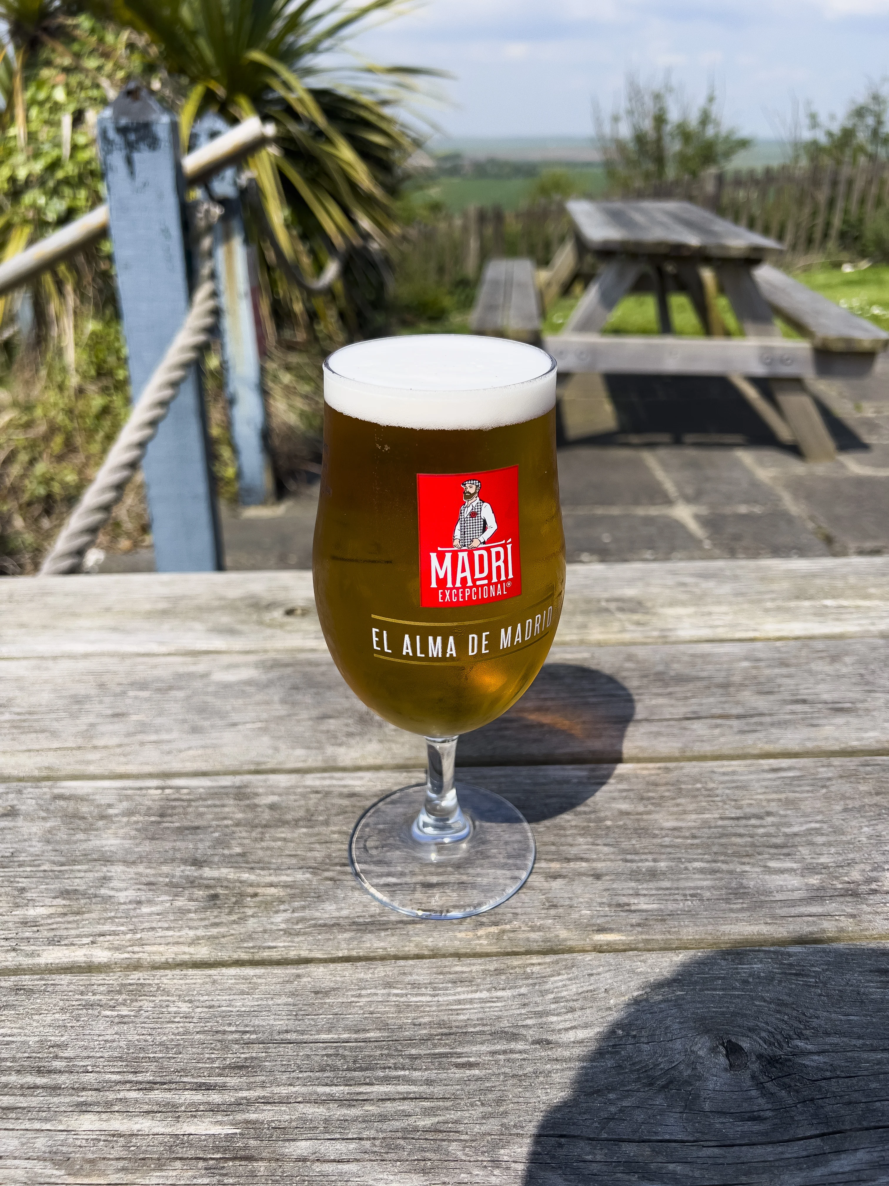 An ice cold Madri beer at the beachy head pub